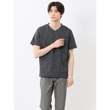 【ハイストレッチ】【マシンウォッシャブル】タカキュー メランジ Vネック半袖Tシャツ