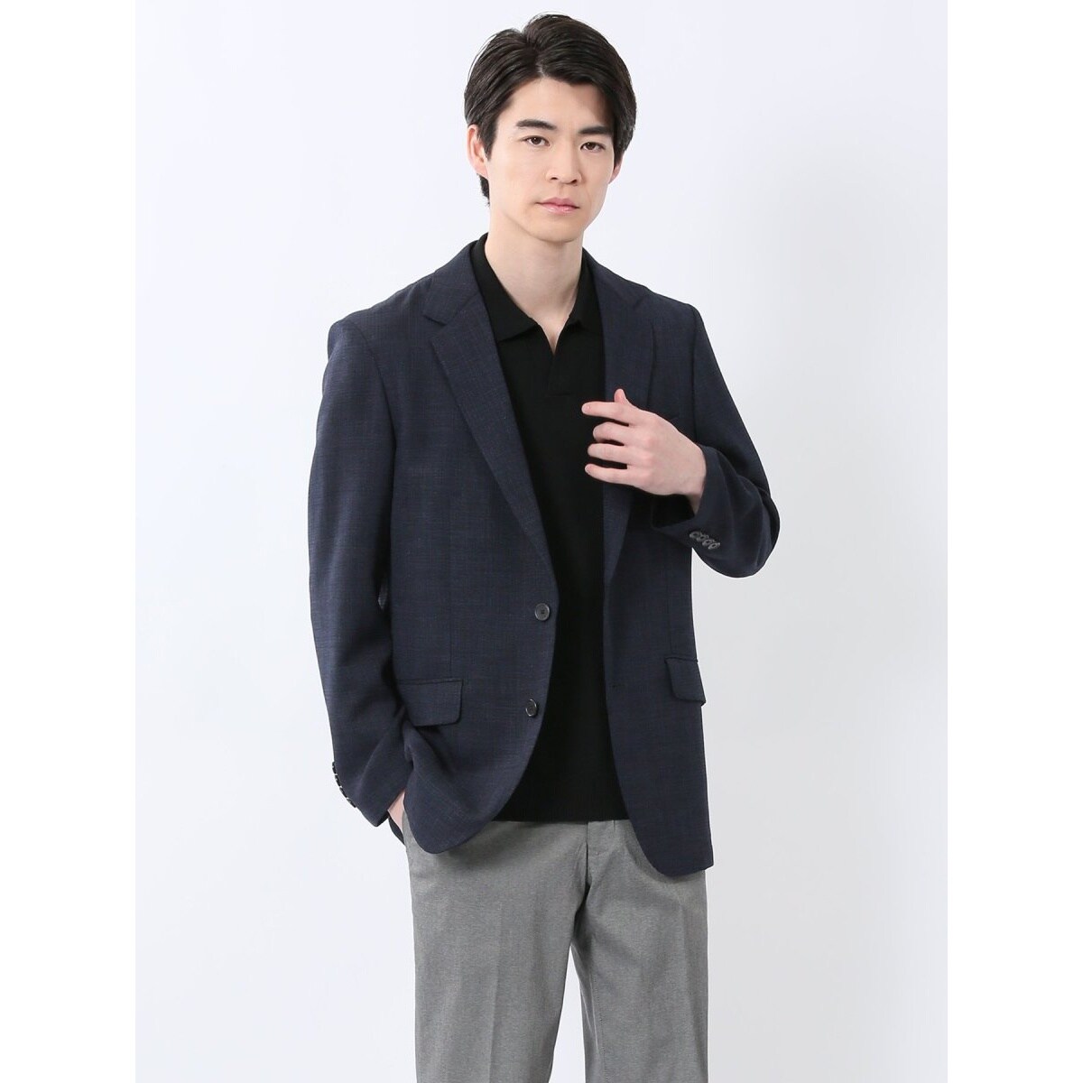 CLASSICO TAPERED】ウールブレンド2釦ジャケット/ネイビー