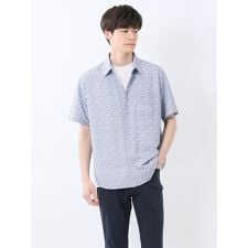 【防シワ】【ストレッチ】【ウォッシャブル】タカキュー ペイズリープリント レギュラーカラー半袖シャツ