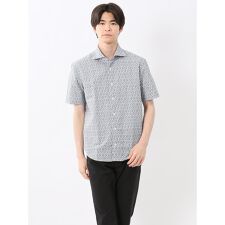 【ストレッチ】【マシンウォッシャブル】タカキュー メッシュ 小花プリント カッタウェイ半袖シャツ