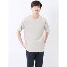【ストレッチ】【吸水速乾】【マシンウォッシャブル】タカキュー ドライストライプ Vネック半袖Tシャツ