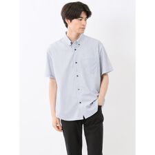 【防シワ】【ストレッチ】【ウォッシャブル】タカキュー ストライププリント ボタンダウン半袖シャツ