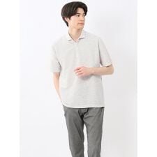 【ストレッチ 綿混】タカキュー 杢リップル カッタウェイ半袖ポロシャツ