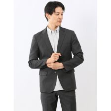 【ストレッチ ウォッシャブル】タカキュー 2釦ジャケット デニム調黒(セットアップ可能)