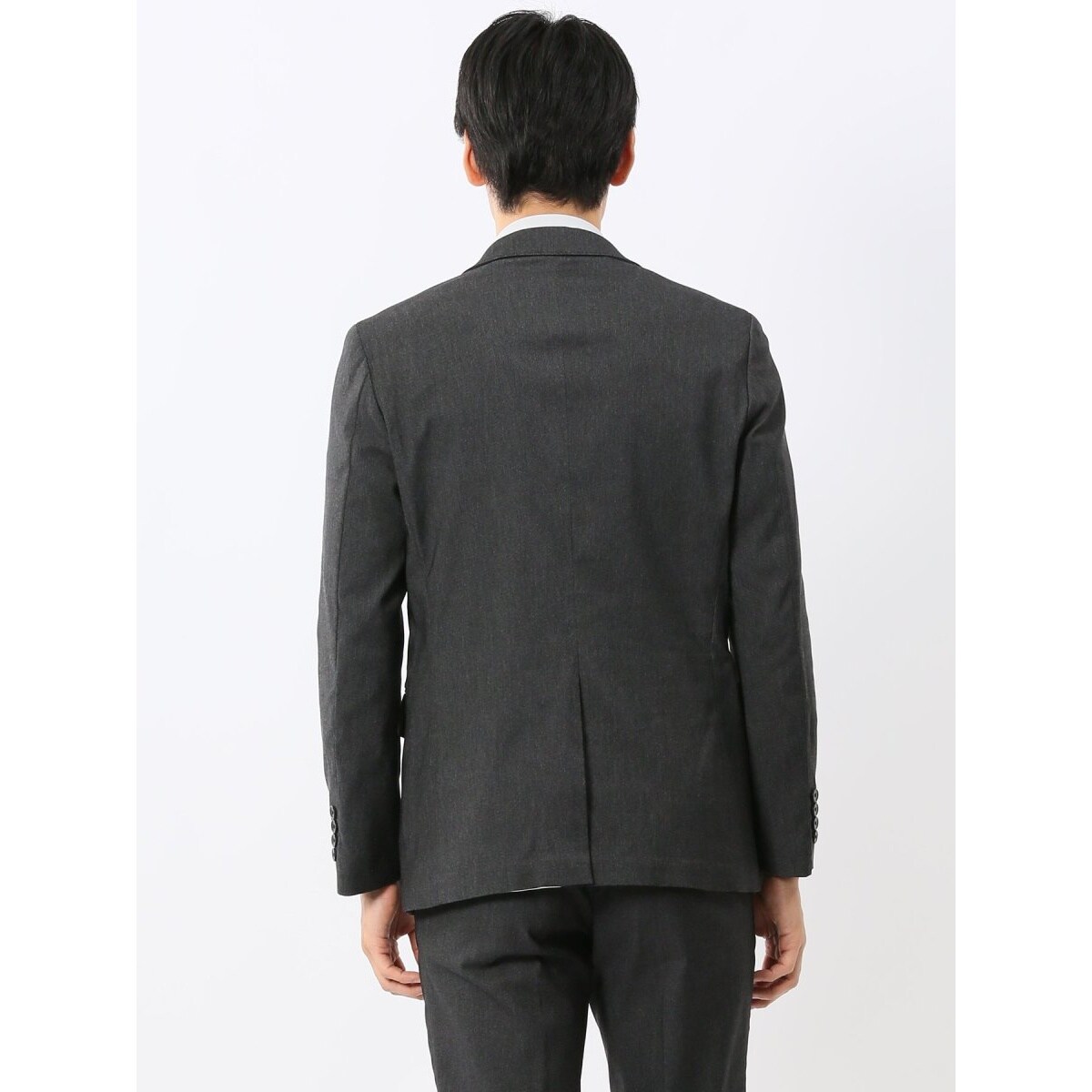 ストレッチ ウォッシャブル】タカキュー 2釦ジャケット デニム調黒