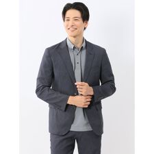 【ストレッチ ウォッシャブル】タカキュー 2釦ジャケット デニム調紺(セットアップ可能)