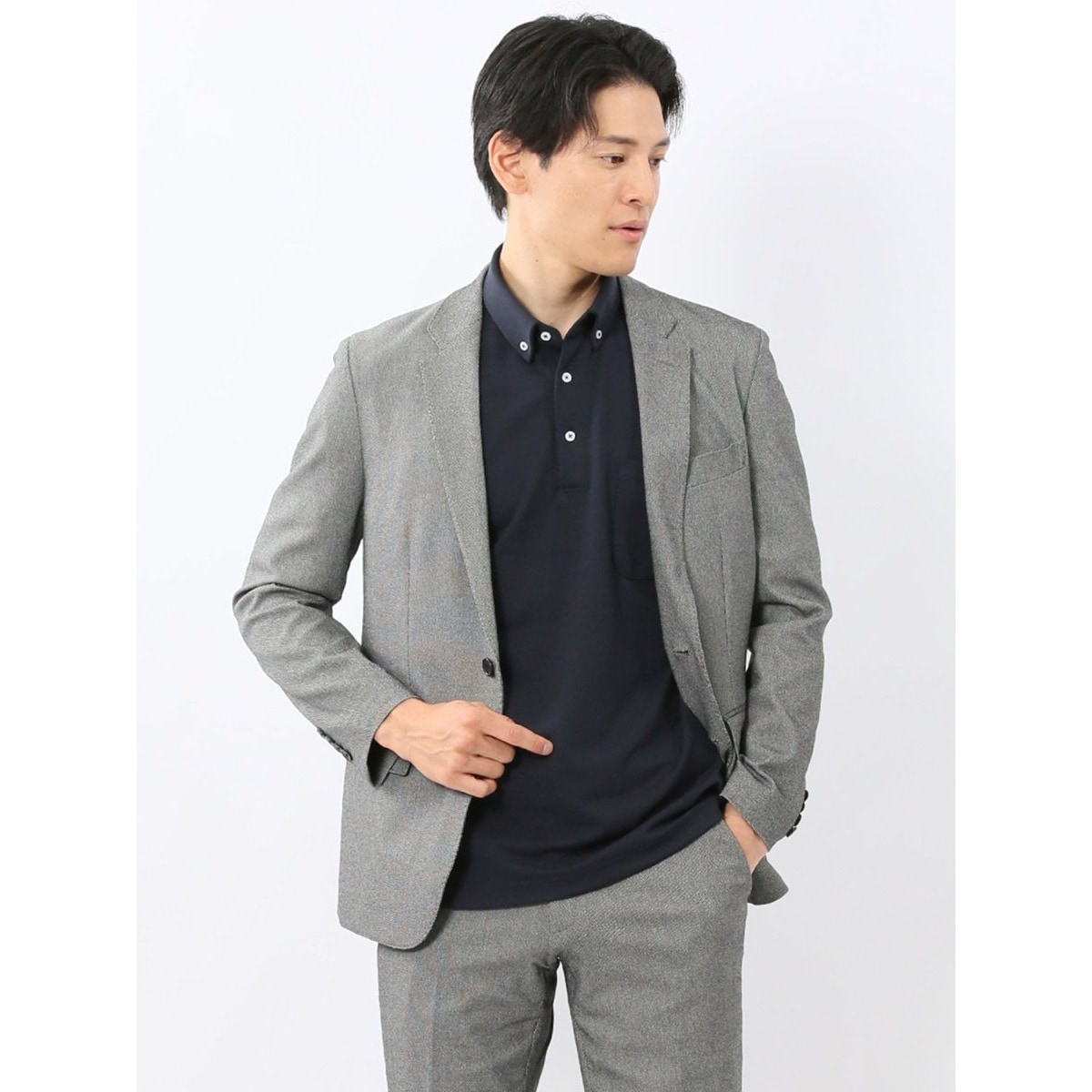 タカキュー（TAKA−Q）/【ストレッチ ウォッシャブル】タカキュー 2釦ジャケット バーズアイモノトーン(セットアップ可能) ストレッチ ウォッシャブル】タカキュー 2釦ジャケット バーズアイ