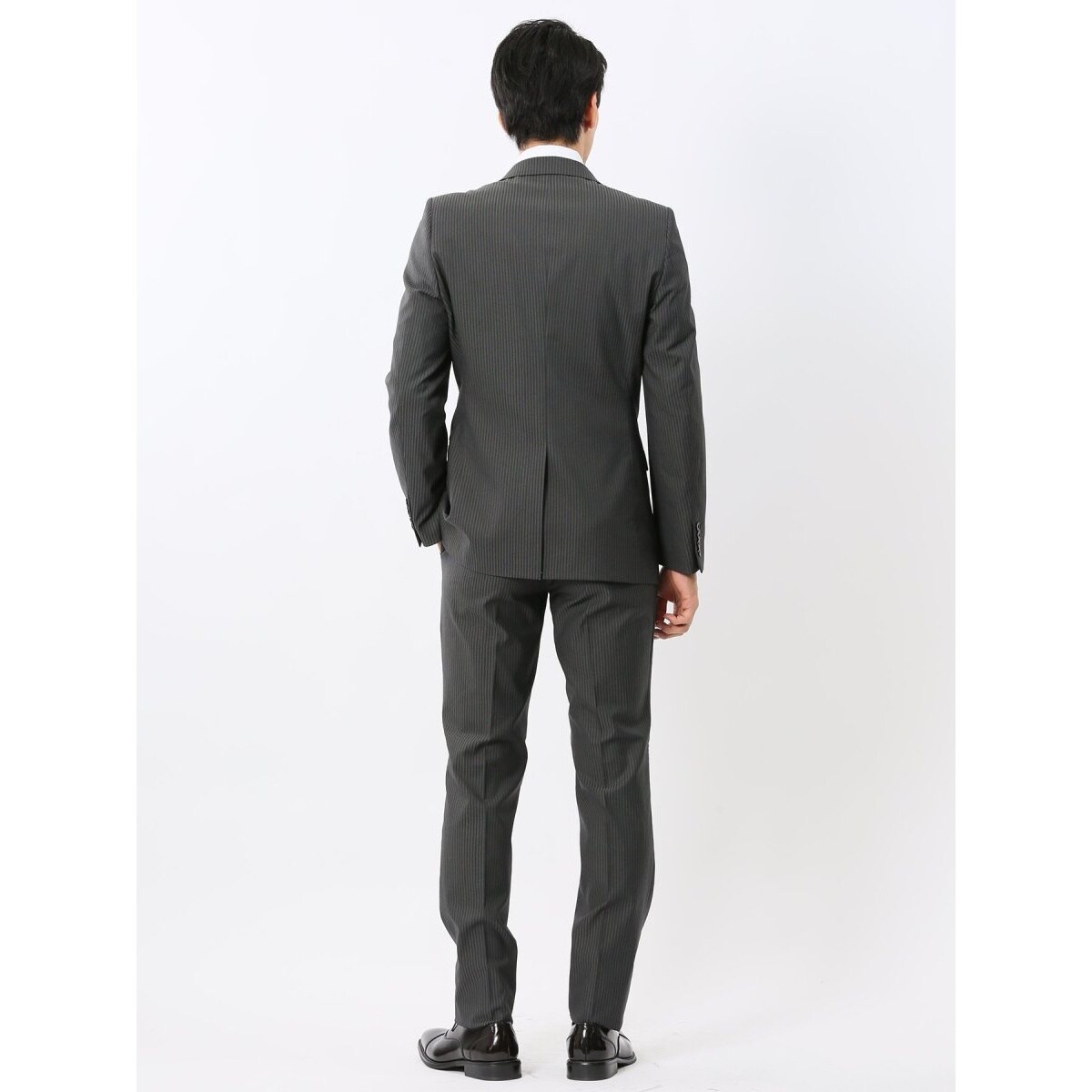 光沢 ウール混 ストレッチ】レノマオム 2ボタン2ピース セットアップ