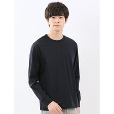 【ストレッチ シルケットコットン】タカキュー スロープネック 長袖Tシャツ