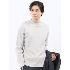 【ストレッチ シルケットコットン】タカキュー モックネック 長袖Tシャツ