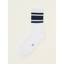 【抗菌防臭 綿100% 靴下】タカキュー ライン入りロゴ刺繍 ショート丈ソックス