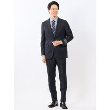 【ウール100％】スーティスト 2ボタン2ピース ビジネスセットアップスーツ 紺