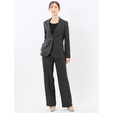 【ストレッチ ウォッシャブル】タカキュー ノーカラージャケット＋セミワイドパンツ シャーク紺