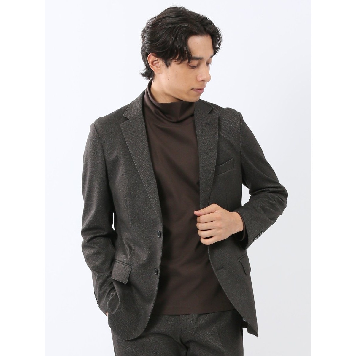 【新品タグ付き】ウールジャケット グレー スーティスト カシミヤ混ウール 2ボタンジャケット カルゼライト