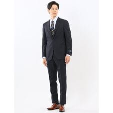 【マルゾット ウール混】 スーティスト 2ボタン2ピース スーツ チェック紺(セットアップ可能)