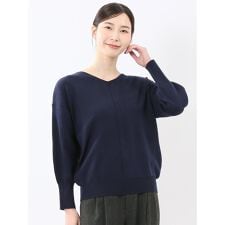 タカキュー(TAKA-Q)の【ストレッチ セーター】m.f.エディトリアル センターハギ Vネック ニットプルオーバー