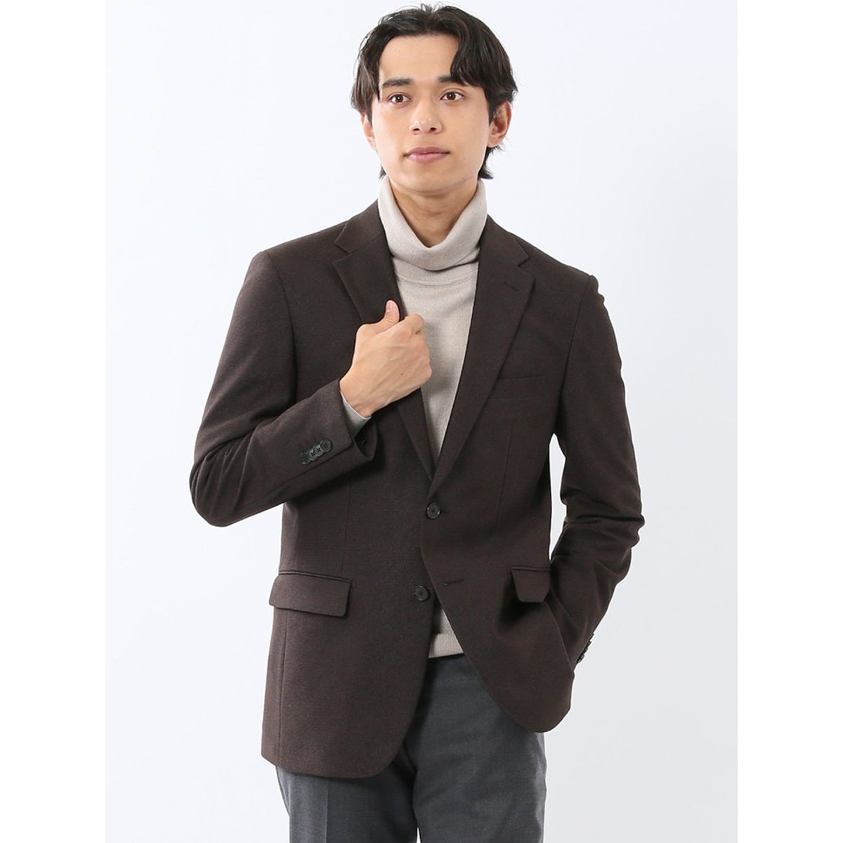 m.f.エディトリアル 尾州ウール混 2ボタンジャケット グレンチェック