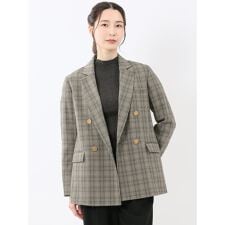 【ストレッチ ウォッシャブル】タカキュー チェック柄 リラクシング ダブルジャケット
