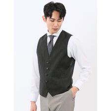【マルゾット ウール ストレッチ】スーティスト ジレベスト ストライプ黒(セットアップ可能)