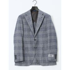 タカキュー(TAKA-Q)のフォルテックス ウール混 レギュラーフィット 2ボタンジャケット グレンチェック青