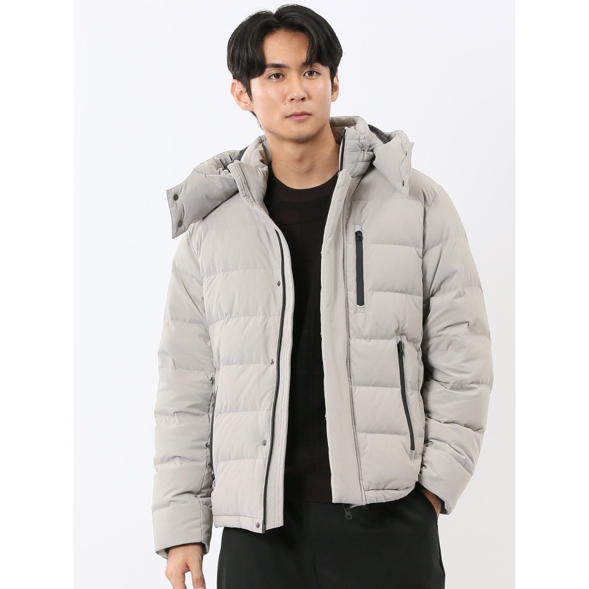 ウール混 ウォッシャブル】タカキュー スタンドフルジップ ニット