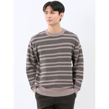 【ウォッシャブル ストレッチ】タカキュー 配色ボーダー クルーニット