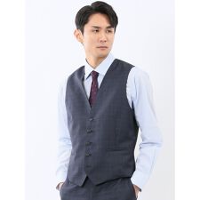 【マルゾット ウール100%】スーティスト ジレベスト チェック青(セットアップ可能)