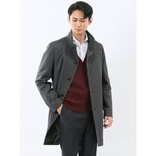 【表地ストレッチ 撥水】タカキュー スタンドカラーコート カルゼグレー