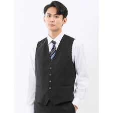 【マルゾット ウール混】スーティスト ジレベスト シャドーストライプ黒(セットアップ可能)