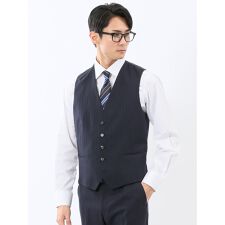 【マルゾット ウール混】スーティスト ジレベスト ピンストライプ紺(セットアップ可能)