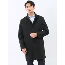 【表地ストレッチ 撥水】タカキュー スタンドカラーコート カルゼ紺