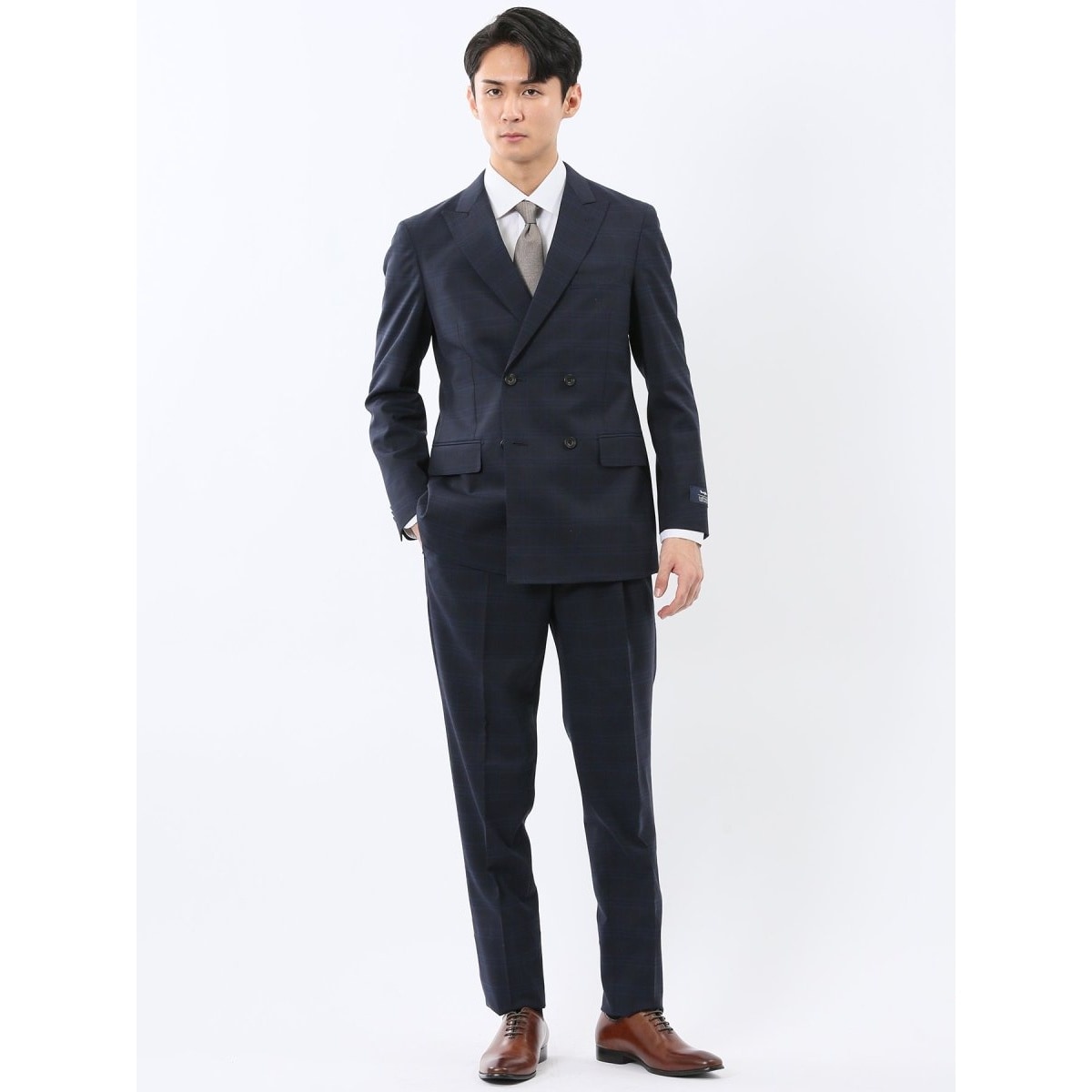 アレキサンダージュリアン ウール混ストレッチ 2ボタンコーディネート3