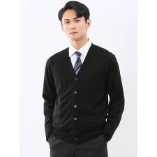 【ウォッシャブル ウール混】タカキュー 天竺 ニットカーディガン