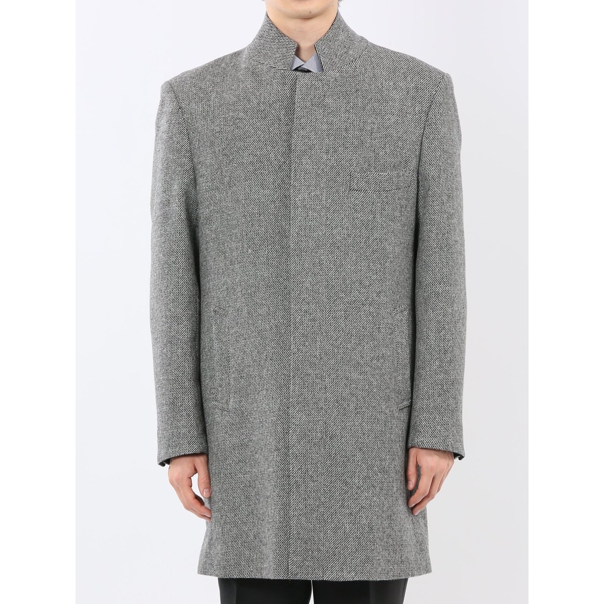 アンゴラ混ウール】レノマ オム スタンドカラーコート カルゼ杢グレー
