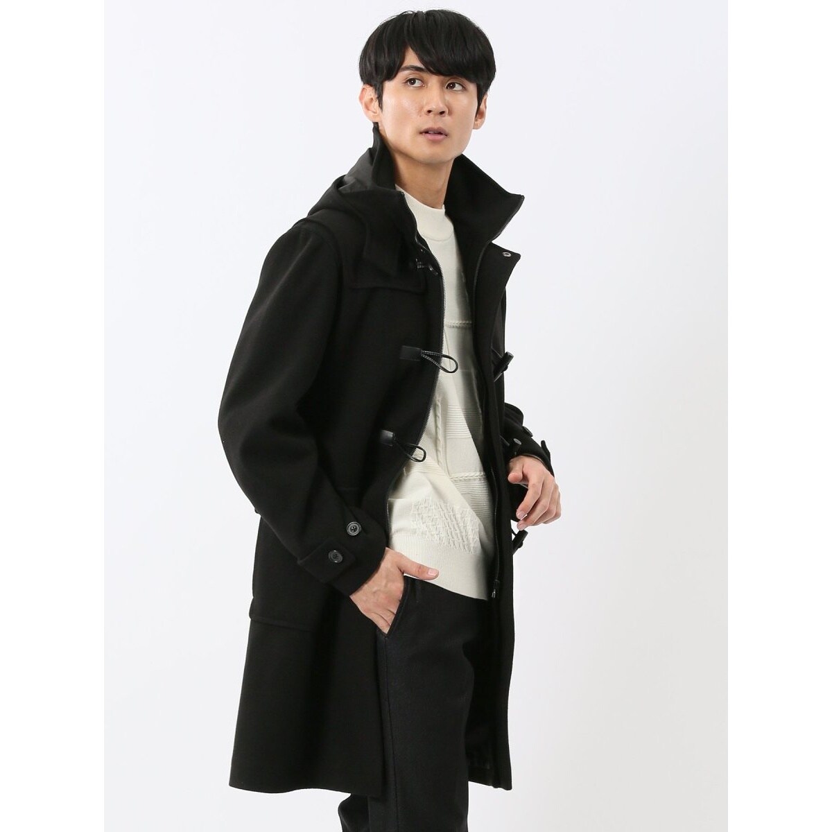 【新品タグ付】PINUE ダッフルコート チャコール　S【最終値下げ価格！】 ストレッチ メルトン】タカキュー ダッフルコート | タカキュー(TAKA-Q