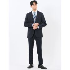 【ストレッチウォッシャブル】タカキュー 2ボタン2ピース ビジネスセットアップスーツ 組織紺