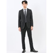 【ストレッチウォッシャブル】タカキュー 2ボタン2ピース ビジネスセットアップスーツ チェック黒