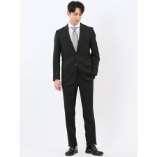 【ストレッチウォッシャブル】タカキュー 2ボタン2ピース ビジネスセットアップスーツ 組織黒