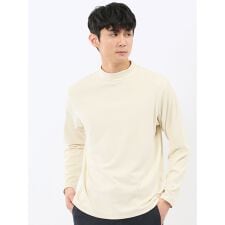 【WEB限定 ストレッチ 起毛】KAITEKI+ フラッフィースムース モックネック長袖Tシャツ