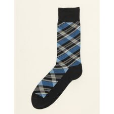 【抗菌防臭 綿100% 靴下】タカキュー ダイヤチェック柄クルーソックス