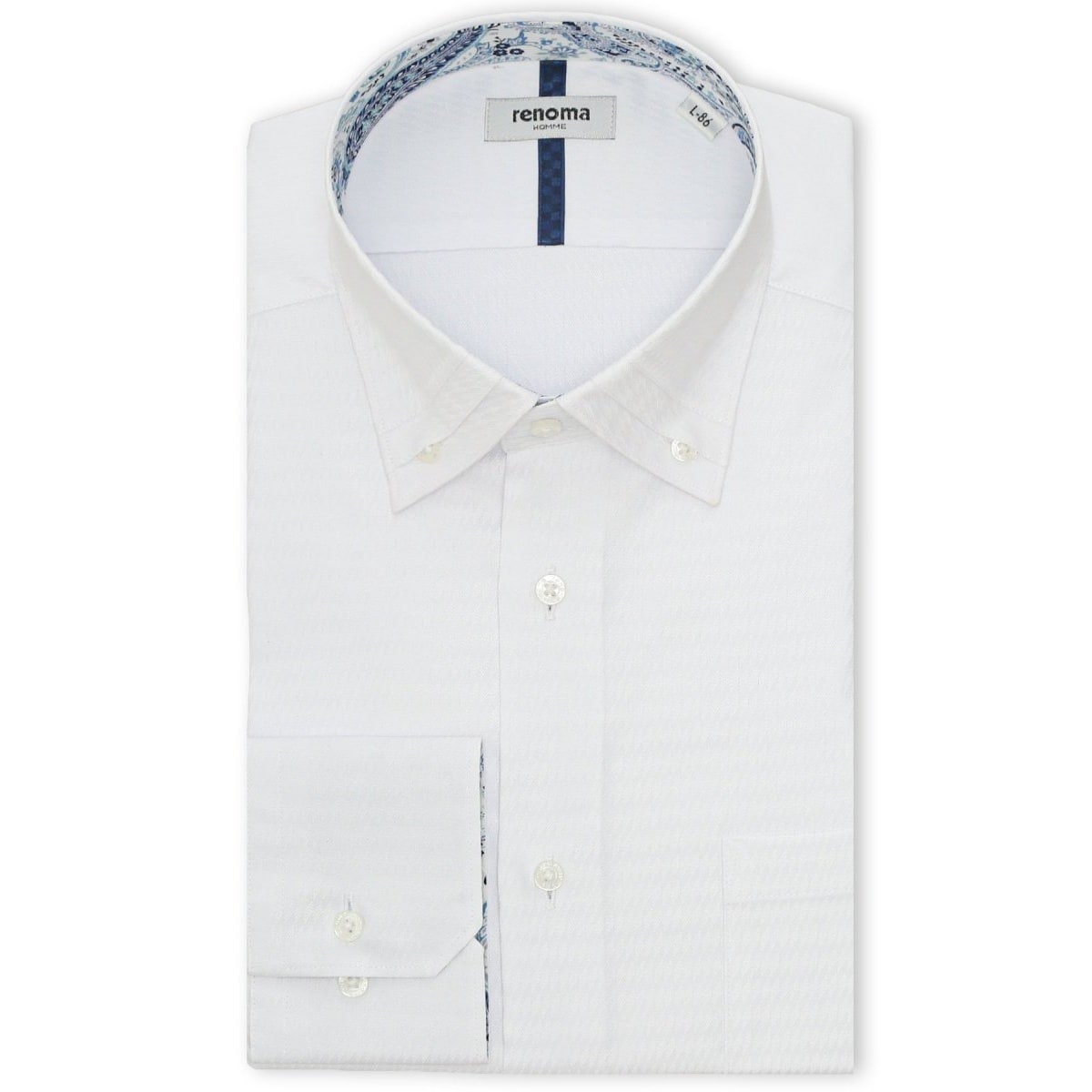 【NEW】タカキュー（TAKA−Q）/【モード イージーアイロン】レノマオム 3枚衿風ボタンダウン ビジネスドレス長袖シャツ モード イージーアイロン】レノマオム 3枚衿風ボタンダウン ビジネス