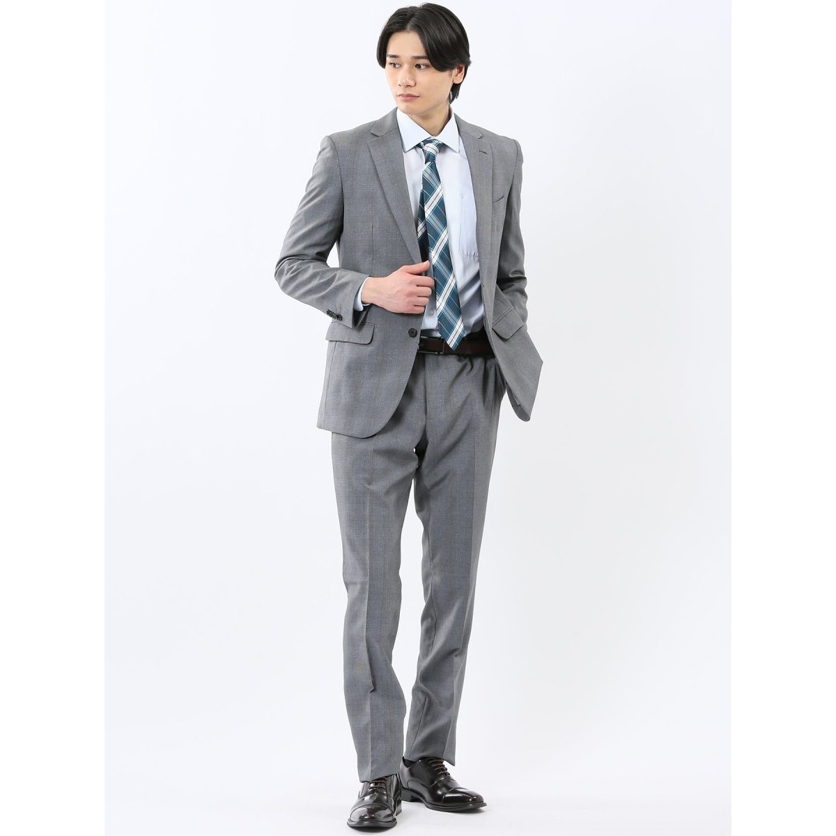 光沢 ウール混 ストレッチ】タカキュー 2ボタン3ピース ビジネス