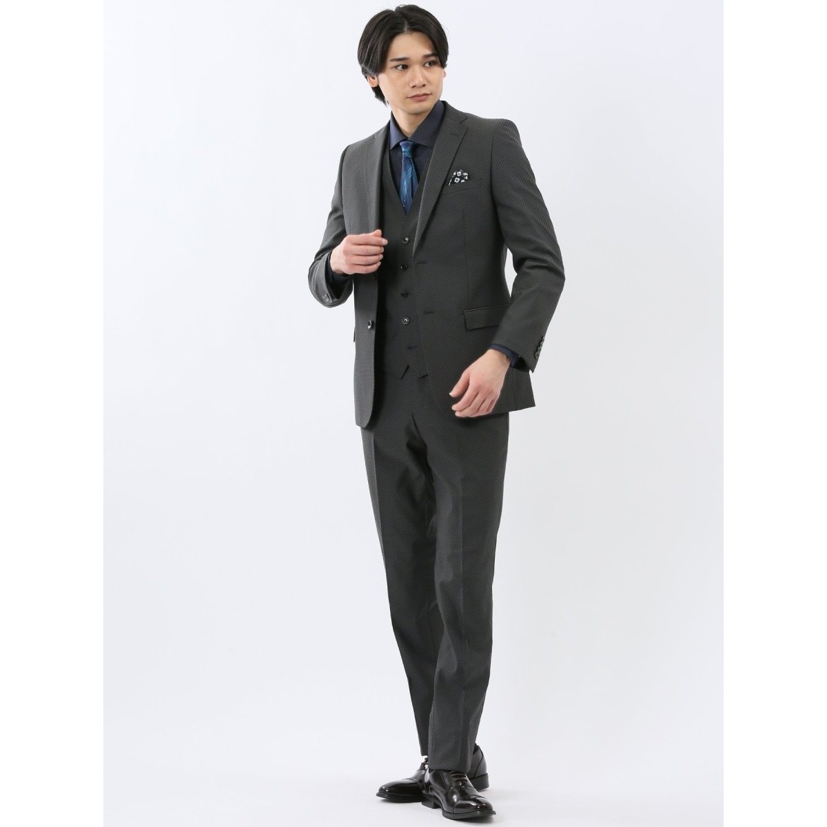 SUIT SELECT メンズ スーツ上下 グレー AB5 170 未使用品 32【美品