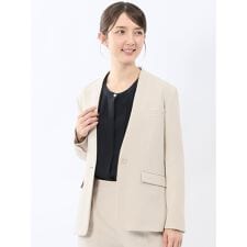 【ストレッチ ウォッシャブル】タカキュー ダブルクロスVカラージャケット ベージュ(セットアップ可)