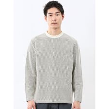 【綿混 ロンT】タカキュー バーズアイジャガード クルーネック長袖Tシャツ