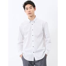 【綿混 ストレッチ】タカキュー プリント ボタンダウン長袖シャツ