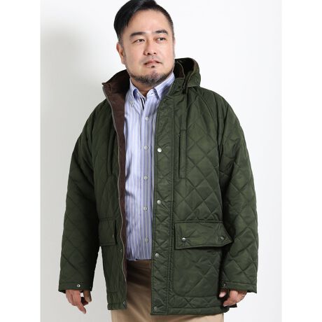 安い購入 大きいサイズ グランバック Grand Back フード脱着キルトハーフコート ブルゾン