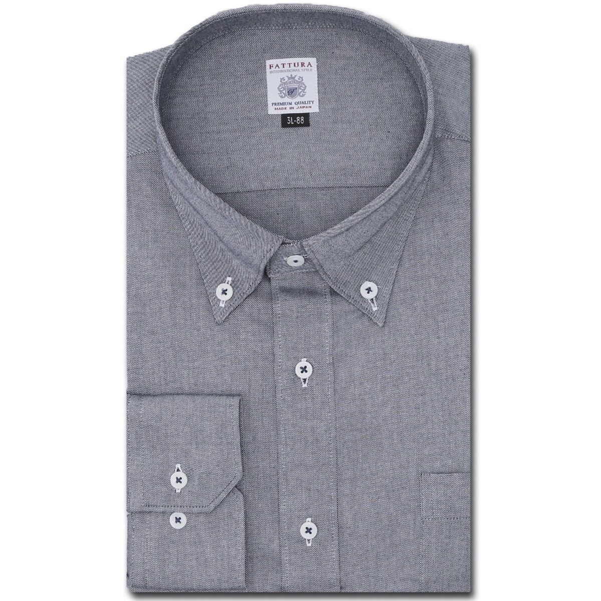 グランバック（GRAND−BACK）/【大きいサイズ 綿100％ 日本製】ファットゥーラ ボタンダウン ビジネスドレス長袖シャツ 大きいサイズ 綿100％ 日本製】ファットゥーラ ボタンダウン ビジネス