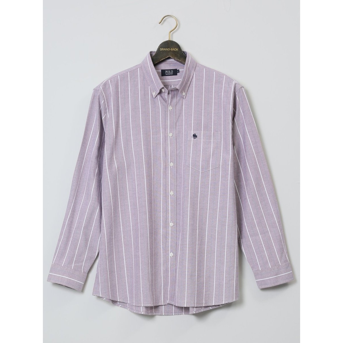 グランバック（GRAND−BACK）/【大きいサイズ】ポロ・ビーシーエス 綿混 チェック&ストライプ柄 ボタンダウン長袖 大きいサイズ】ポロ・ビーシーエス 綿混 チェック&ストライプ柄 ボタン