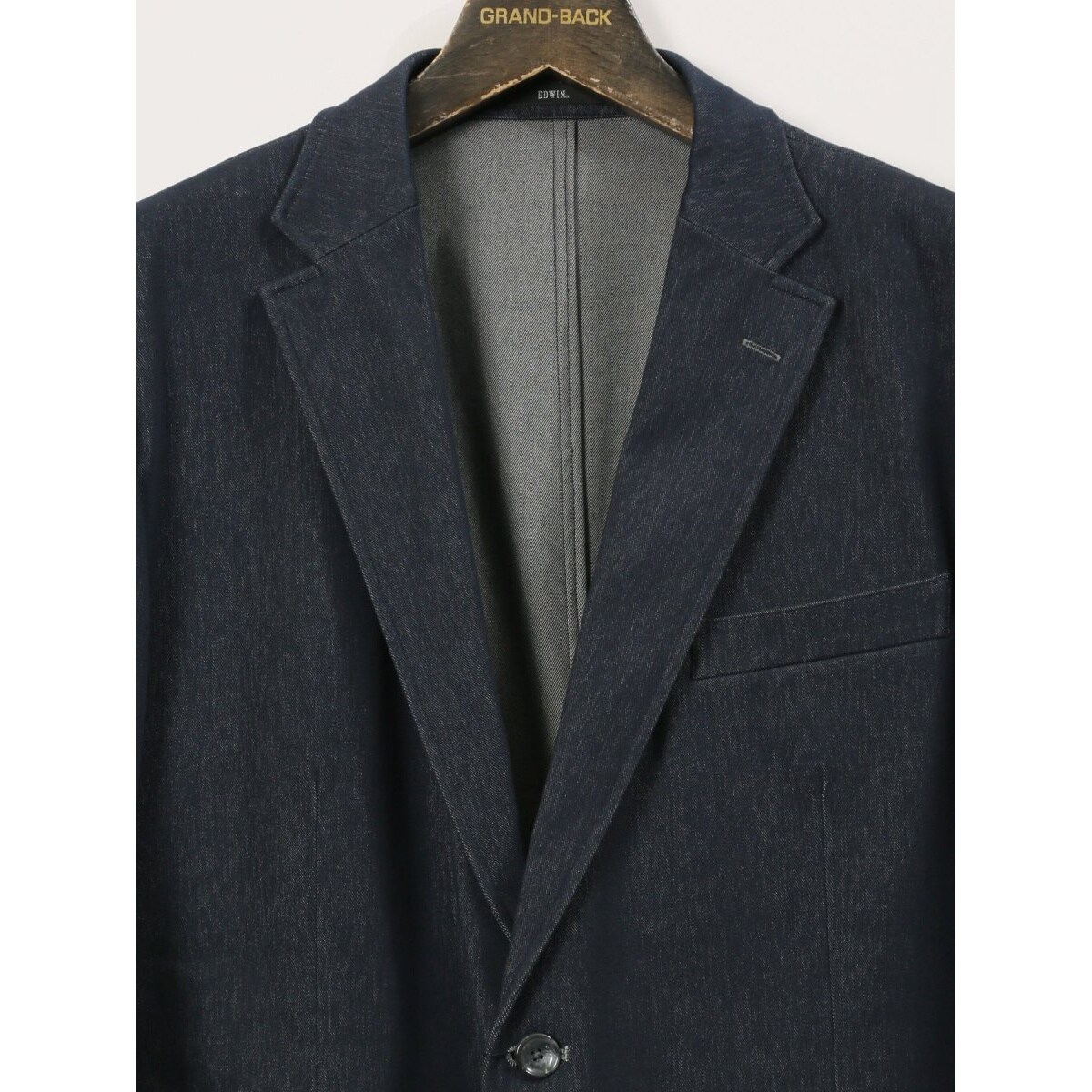 大きいサイズ】エドウィン デニスラ 2ボタンジャケット デニム調